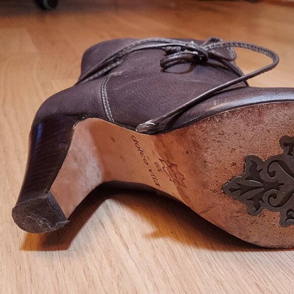 Dolce Vita Gray Leather Ankle Boots with 3 inch Heel Women's Size 6.5 - Picture 7 of 9